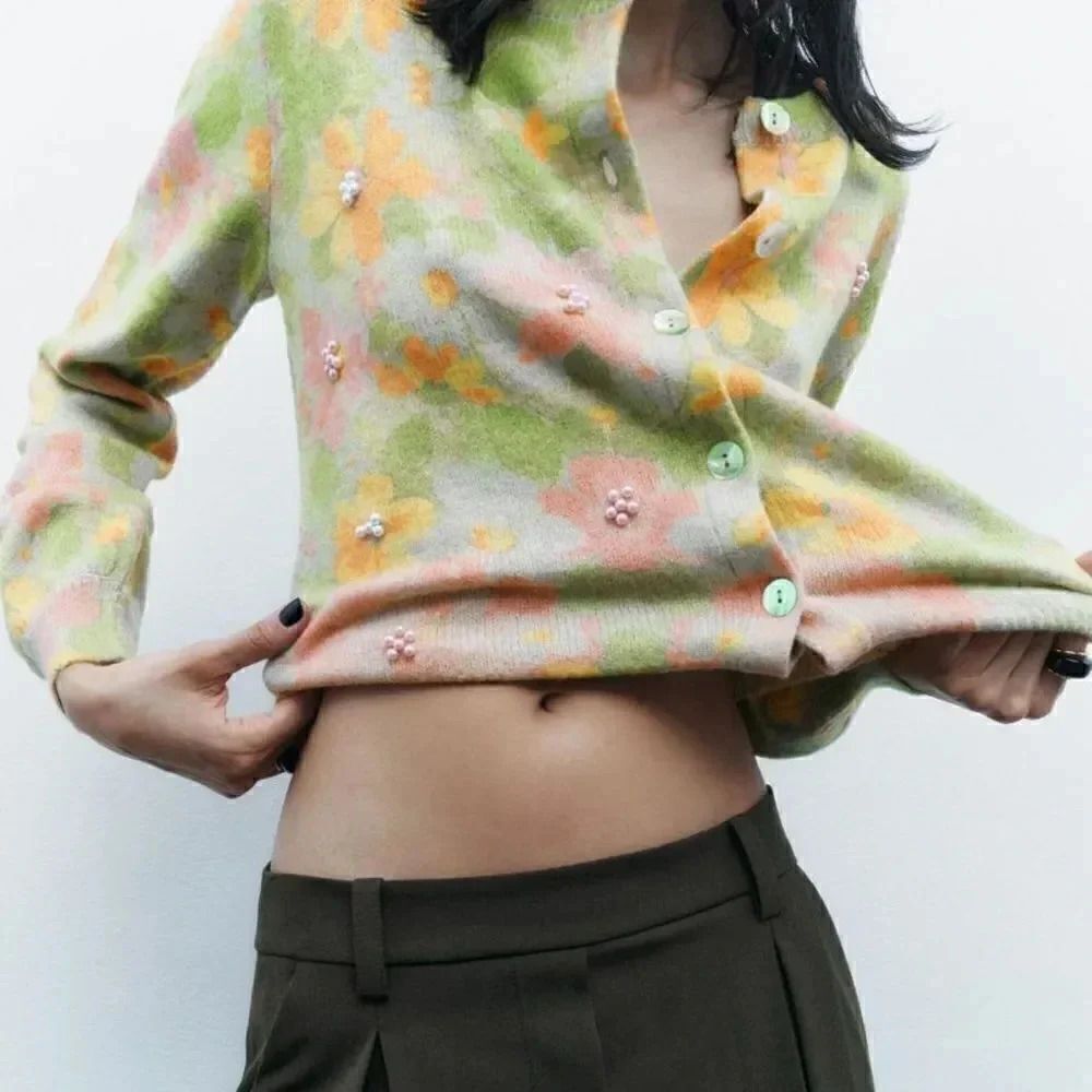 ZARA FLORAL BEADED CARDIGAN - Picture 8 of 12